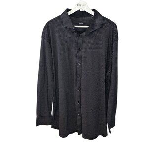 Desoto Mens Luxury Line Long Sleeve Button Up Shirt, Polka Dot, Black,Size 48/19